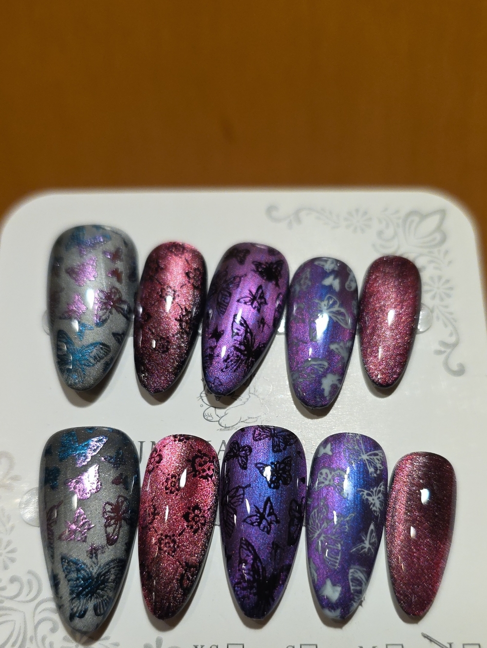 Butterfly Nail Art Set Purple & Pink Accent Size Large